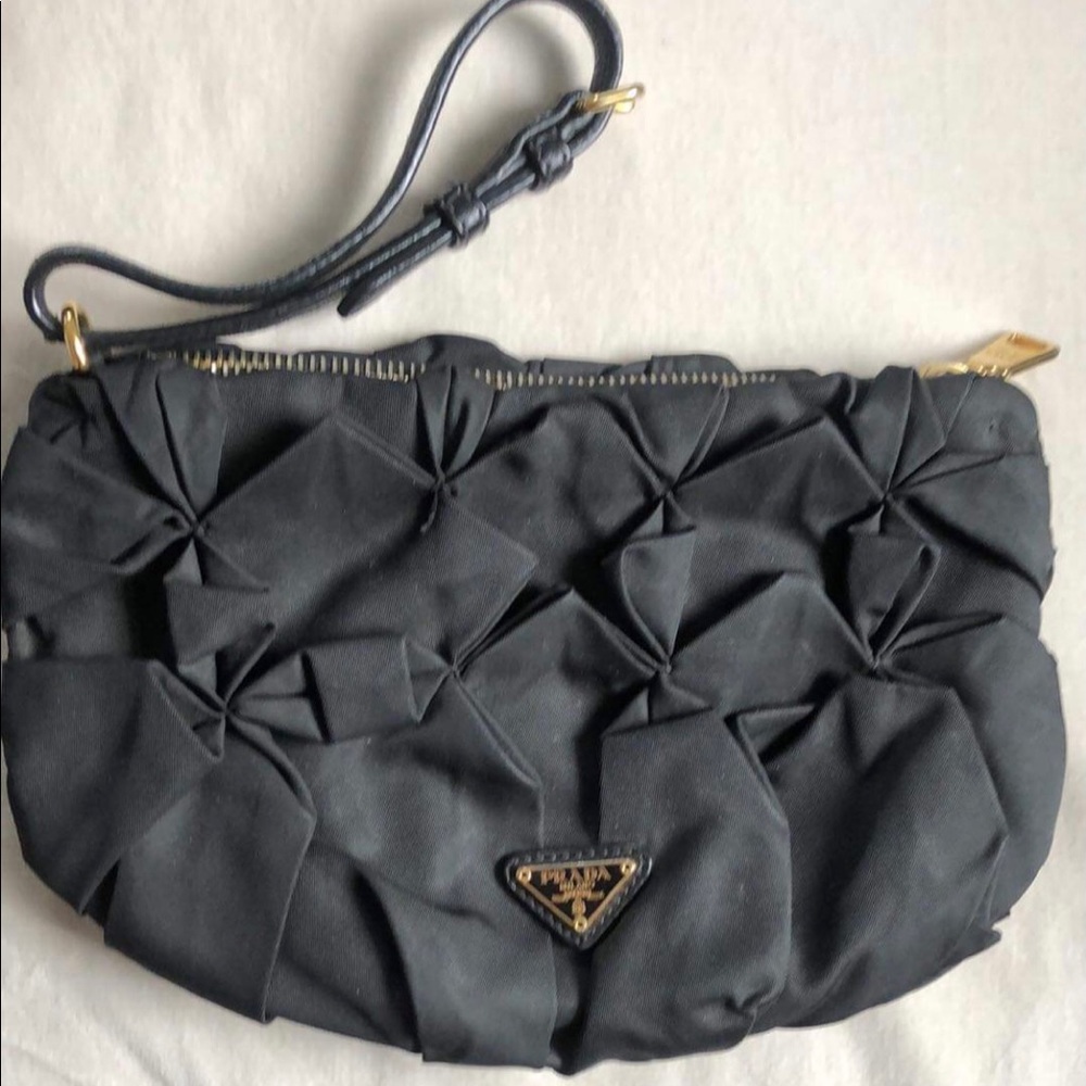 Prada quilted satin black clutch. - Picture 2 of 7